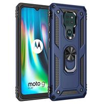 „Armor“ smūgiams atsparus dėklas, skirtas „Motorola Moto G9 Play G9play G 9 Play“ kariniam nuo kritimo apsauginiam magnetui, automobilio laikiklio žiedo dėklo dangtelis for Moto G9 Play blue