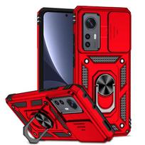 Skaidrus kameros apsaugos šarvuotas telefono dėklas Xiaomi 12 Pro Mi 12 12X Xiomi Mi12 X Xiaomi12 Pro Mi12X automagnetiniam laikikliui su žiedu For Xiaomi 12 raudona