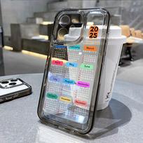 Transparent Phone Case For iPhone 16 Pro Case funda iPhone 15 13 11 12 14 Pro Max XR XS X 7 8 Plus SE New Year Calendar Cover For iPhone 16 gray