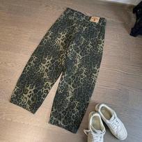 Rudens Retro Sunkiai skalbti leopardiniai darbo džinsai vyrams Extra Large gray