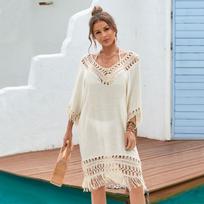 Moteriškas paplūdimio gobtuvas Tassel Long Beach Suknelė Paplūdimio sijonas One Size abrikosas