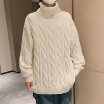 Men's Hong Kong-Style Thick Knitted Turtleneck Sweater - Trendy Korean Loose Fit for Autumn/Winter Extra Large balta