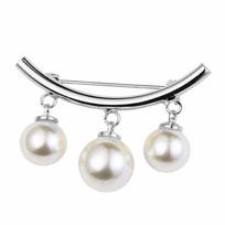 Pearl Fixed Strap Charm Safety Pin Brooch Sweater Cardigan Clip Chain sidabras