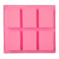 6 ląstelių stačiakampė silikono muilo forma naminiam dekoratyviniam muilo formavimui pink