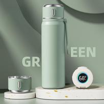 550ML Nerūdijančio plieno vakuuminės kolbos Temperatūros indikatorius Tiesus puodelis Lauko kelionė Izoliuotas termosas Nešiojamas karšto vandens butelis 550ML gray