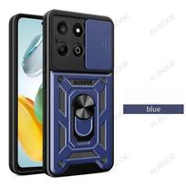 Funda for Honor 200 Smart Case Slide Camera Lens Ring Stand Holder Shockproof Phone Cover for Honor 200 Smart 5G Capa for Honor 200 Smart mėlyna
