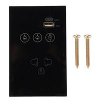 Išmanusis sieninis lizdas 2.4G WiFi jutiklinis šviesos jungiklis valdomas balsu nuotoliniu būdu išmanusis kištukas su USB ir C tipo jungtimis juoda