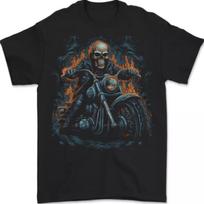 Skull Biker Motorcycle Motorbike Grim Reaper T Shirt XXXXL black