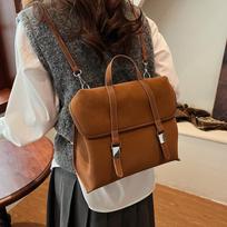 Retro Bag Women'S Large Capacity Shoulder Messenger Commuter Tote Bag Multi-Functional Backpack tamsiai ruda spalva