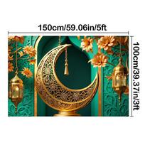 Eido vakarėlio tema Tradicinis fonas Ramadano Mubarako dekoras Mėnulis Žvaigždė islamui musulmonui Kareem Eid Al Adha Rekvizitas Dovana Plakatas 150*100cm/59*39in