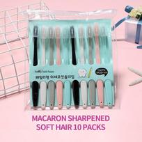10-Pack Bamboo Charcoal Soft Bristle Toothbrushes with Japanese and Korean Macaron Design gray