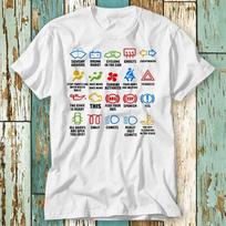 230 Gsm 100% Cotton Car Dash Icons T Shirt Top Design Unisex Ladies Mens Tee Retro Fashion Vintage Shirt S826 XXS balta
