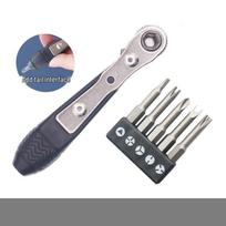 Enhanced 36-Tooth Dual-Head Mini Ratchet Screwdriver, Reversible & Ideal for Tight Spaces with Labor-Saving Wrench gray