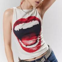 European and American summer hip-hop funny teeth sleeveless women's fashion Y2K streetwear vest S balta