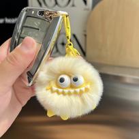 5cm 1Pcs Cute Imitation Otter Rabbit Fur Small Coal Ball Car Keychain Pendant Ins Plush Ball Doll Book Bag Hanging Decoration