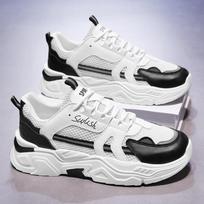 Mesh Breathable Thick Sole Soft and Comfortable Sports Dad Shoes Casual Platform Sport Non Slip Men Shoes Zapatillas Hombre 39 juoda