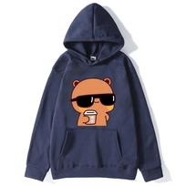 Couple Hoodies Bubu Is Watching Movie with Dudu Sweatshirts Cartoon Cute Graphic Pullover Women Kawaii Top S
