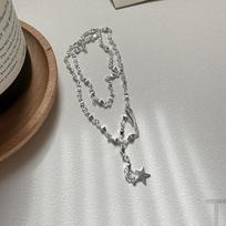 Star Sparkle Necklace Korean Version Heavy Industry Pentagram Clavicle Chain Niche Design Geometric Prism Necklace