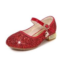 Zhongda mergaičių mados šou krištoliniai bateliai nauji universalūs Mary Jane mados blizgučiai vaikščiojimo princesės bateliai mokykliniai bateliai mergaitėms 25-insole16.5cm raudona
