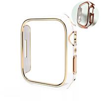 dviejų spalvų dėklas Apple Watch S10 42mm 46mm 45mm 44mm PC tuščiaviduris apsauginis dėklas Iwatch S9 S8 40mm 41mm 38mm S10 46mm rožinio aukso spalvos/žalia