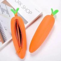 3D silikoninis duonos formos morkos penalas juokingas individualus krepšys didelės talpos mokyklinės kūrybinės kanceliarinės prekės dovanos vaikams Carrot orange