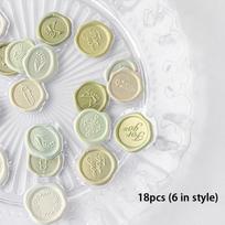18Pcs/Bag Vintage Sticker Wax Stamp Seal Sticker For Diy Decorative Sticker žalia