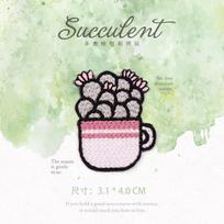Succulent Plant Cactus Embroidery Ironing Cloth Sticker Clothes Pants Hole Patch Sticker Sewing Sticker Stain Cover Small Cap