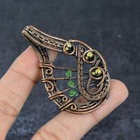 Natural Peridot Gemstone Handmade Copper Wire Wrap Jewelry Pendant 2.48  l9E41 gray