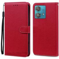 For Motorola Edge 40 Neo Case Leather Wallet Flip Case For Moto Edge 40 Neo Cover Coque Fundas For Moto Edge 40Neo Phone Case For Moto Edge 40 Neo tamsiai raudona spalva