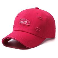 European and American fashion women's spring and autumn letters ripped baseball cap outdoor sports men's travel leisure visor trendy cap Adjustable raudona