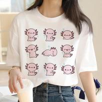 ajolote Axolotl marškinėliai drabužiai feVienalyčiai kawaii vintažiniai y2k drabužiai spaudinys poros drabužiai Vienalyčiai marškinėliai tumblr estetika L
