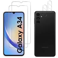 Tempered Glass for Samsung Galaxy A34 5G and Camera Protection [2 Pack] Phonillico® Protective Glass Film skaidri