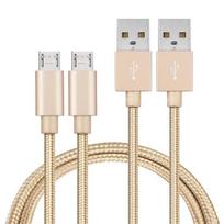 Lot 2 Cables for ASUS ZENFONE 5 LITE - 4 MAX - 3 MAX - MAX M1 - MAX M2 - GO - Gold Braided Nylon USB Cable [Phonillico®]