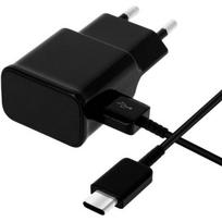 Charger + USB-C Cable for Samsung A20E - A40 - A50 - A70 - A80 - USB-C Type Cable 1 Meter Wall Charger Black Phonillico® juoda