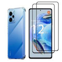 Shockproof Case for Xiaomi Redmi Note 12 PRO 5G and 2 Tempered Glass Screen Protector Phonillico® skaidri
