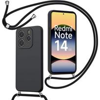 Case for Xiaomi Redmi Note 14 5G (not for 4G), Shockproof Anti-Scratch Silicone with Lanyard - Black