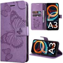 Coque - E.F.CONNECTION - Pour Xiaomi Redmi A3 - Violet - Motif Papillon - Antichoc TPU et Support Pliable