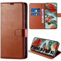 Coque pour Google Pixel 9 Pro XL - Marron - Souple - Antichoc - Rabat - Synthécuir