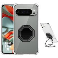 Case for Google Pixel 9 Pro XL, - Transparent Shockproof Silicone Protection with Adjustable Octagonal Stand
