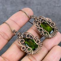 Peridot Handmade Copper Wire Wrap Jewelry Earring 2.44  j1Z21 black