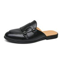 Juodi pusbačiai vyrams Blizgantys mulai Šlepetės odiniai batai laisvalaikio batai vyrų mada socialinis masculino mokasinai homme chaussure 38