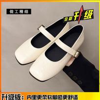 Leather flat-bottomed one-pedal single shoes women's small leather shoes 2025 spring and summer new fairy wind word with Mary Jane women's shoes 35