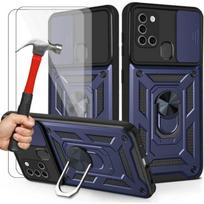 Coque rigide avec verres trempés - Booling - pour Samsung A21S - Bleu Marine - Anti-Rayure - Style Armée mėlyna