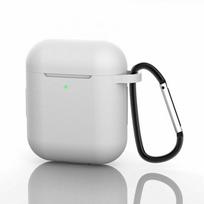 Silikoninis ausinių dėklas, skirtas Airpods 1/2 kartai, universalus, kabliuko tipo, apsaugantis nuo kritimo, ausinių dėklo dangtelis White