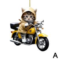 2D Akrilinis Katės Automobilio Pakabukas Katė Važiuoja Motociklu Galinio Vaizdo Pakabinamas Kalėdų Kuprinės Aksesuarai Papuošalai Eglutės Raktų Pakabukas Mi G4V6
