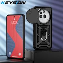 KEYSION Shockproof Case for Nothing Phone 3A Pro Slide Camera Lens Protection Metal Ring Stand Phone Cover for Nothing 3A Pro for Nothing 3A Pro juoda