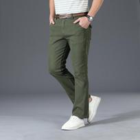 Men's Micro-Flare Casual Trousers Korean Style Trendy Stretch Slim-Fit Men's Flared Pants 28 armijos žalia spalva