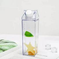 Plastic Clear Milk Carton Shaped Water Bottles 500ml Portable Drinking Sports Milk Cups Water Bottle With Lid Large Capacity YA017 #1&500ml skaidri
