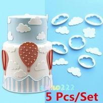 5 Pcs/ Set Baking Cake Mold Cloud Plastic Fondant Cutter Cake Mold Fondant Cake Diy Mold Decorating Tools brown