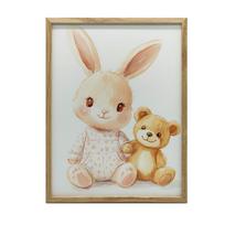 Plakat Uroczy Króliczek I Miś Plakat Uroczy Króliczek I Miś, 50X70 Cm, Rama Drewniana Ciemny Brąz, Papier Matowy 230 Gsm 54